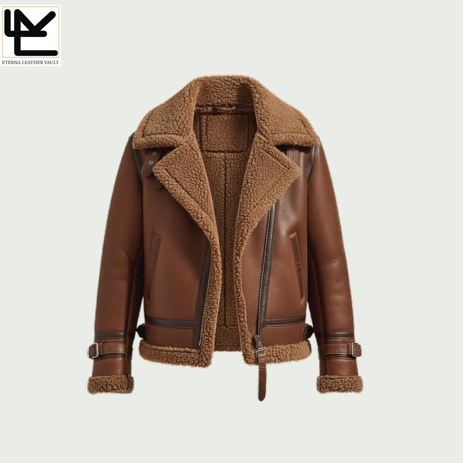 ELV brown aviator leather jacket - front view
