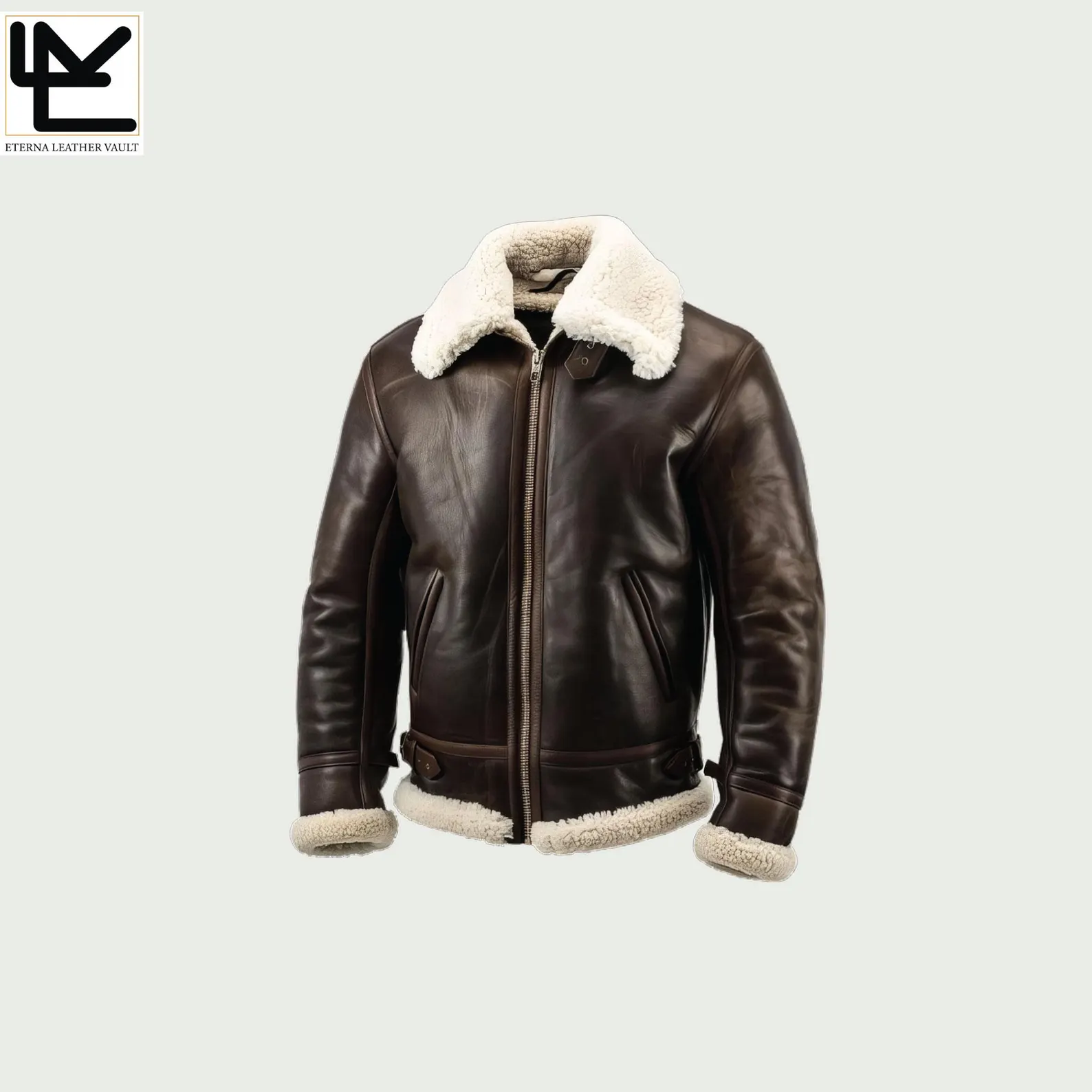 ELV brown leather bomber jacket - front view
